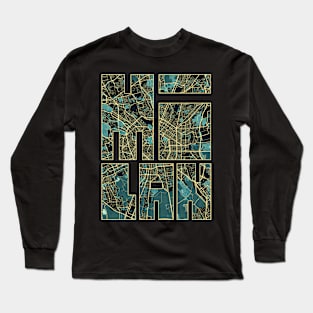 Milan, Italy City Map Typography - Summer Long Sleeve T-Shirt